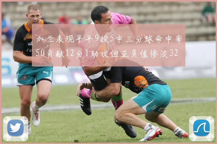 加兰表现平平9投5中三分球命中率50贡献12分1助攻但正负值惨淡32